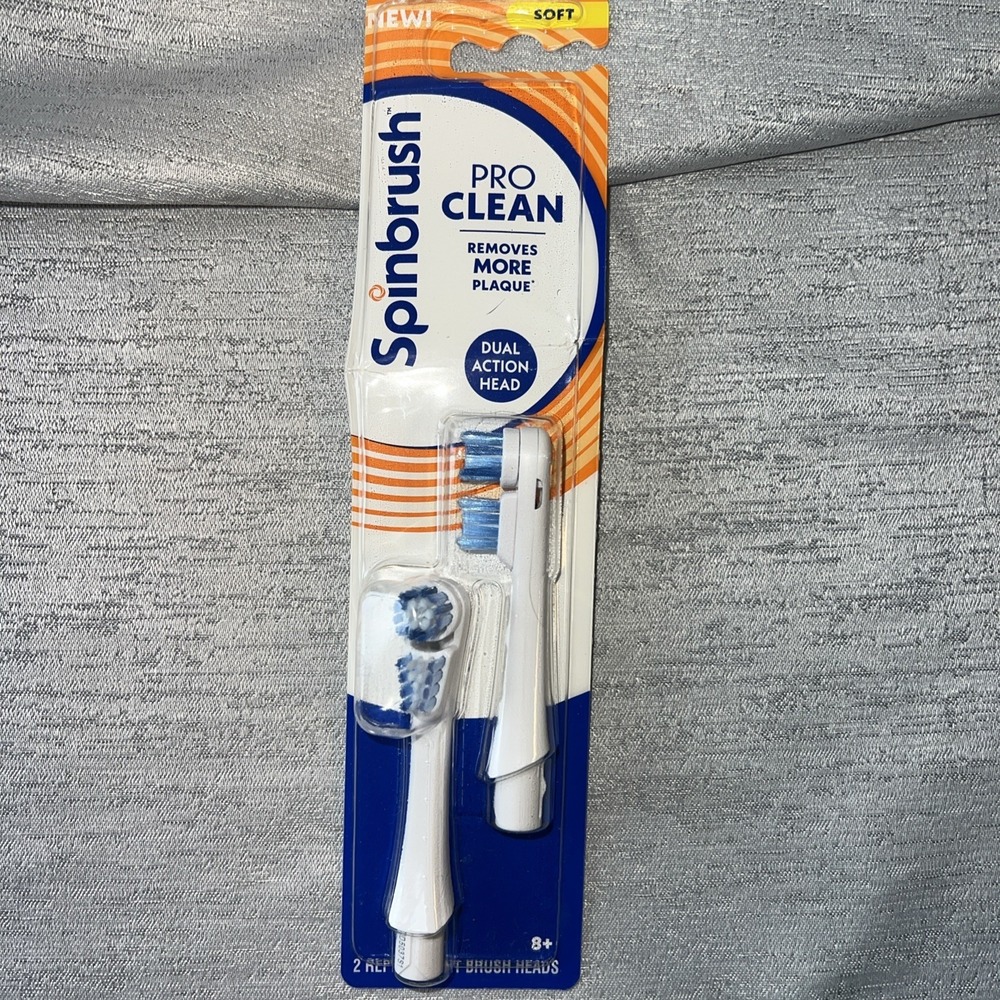 Spinbrush PRO Clean 2 Count Toothbrush Replacement Heads MEDIUM Dual Action